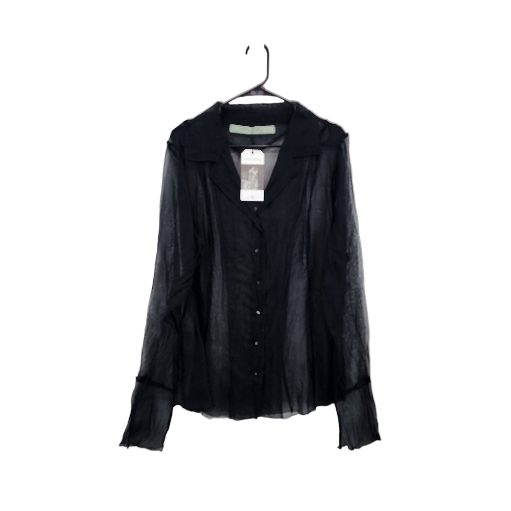 Cynthia Ashby Women's 100% Silk Vintage  Button Front Sheer Gothic Shirt - M